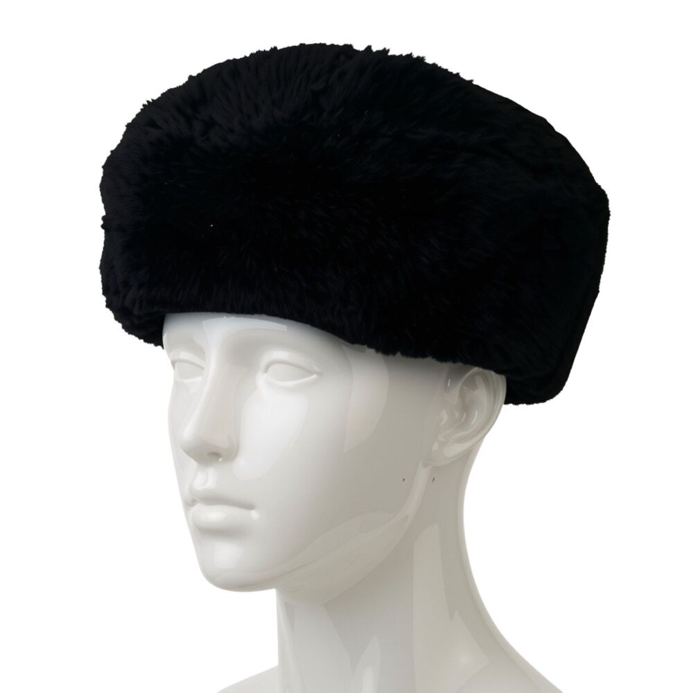 VTG 80s Soviet Russian Faux Shearling Cossack Kubanka Hat NWOT Black USSR Unworn